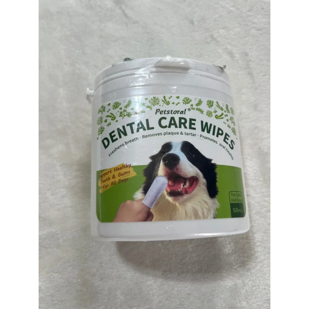 Petstoral Dental Care Wipes for Dogs & Cats 50 Count Sealed Exp 09/2027